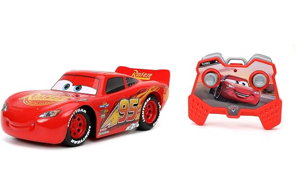 Jada Toys Pixar Cars 1:24 Lightning McQueen RC Remote Control Car 2.4 GHz Red Toys for Kids