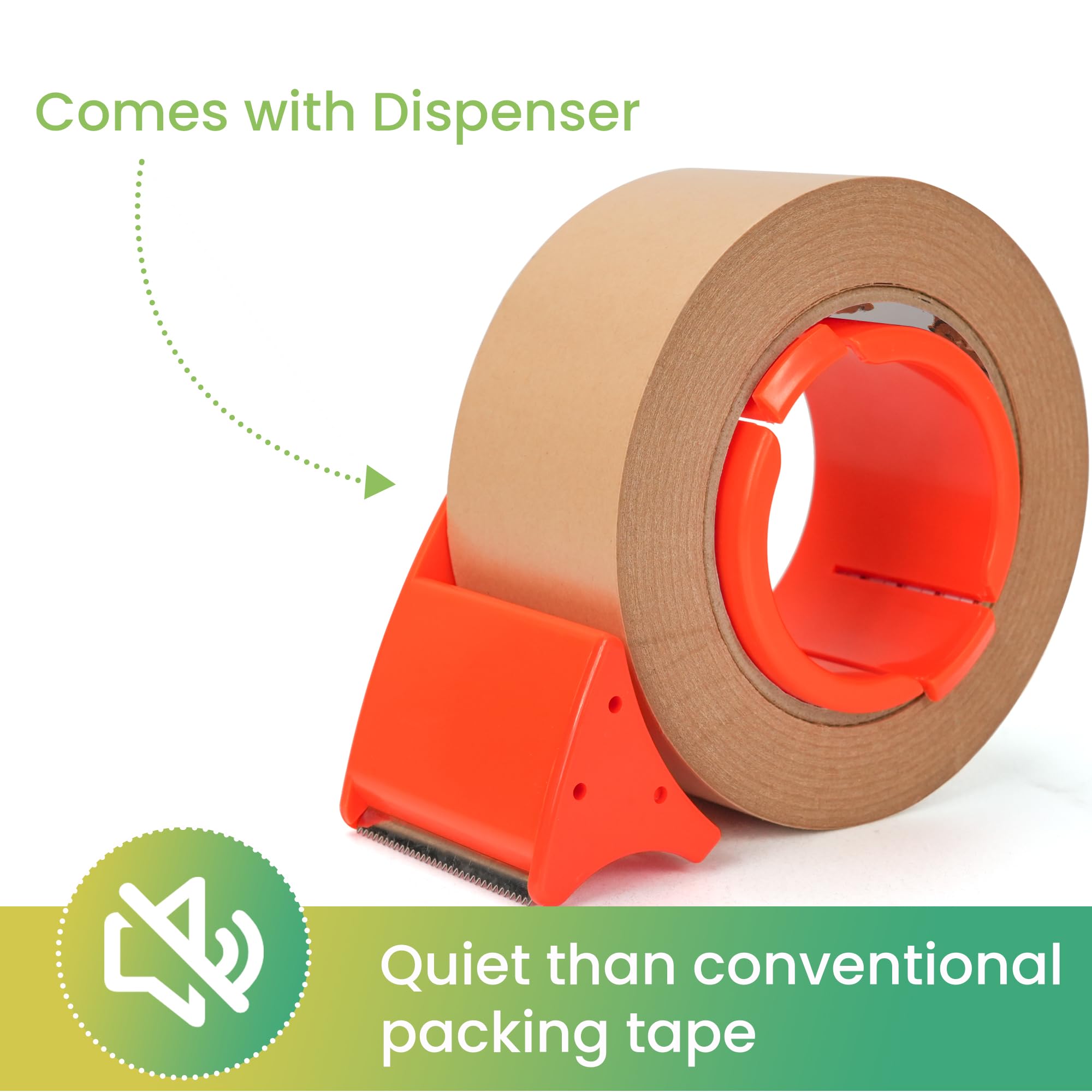 TAPEBEAR 3er Rollen Papier-Klebeband mit Spender, 5cm x 50m 3
