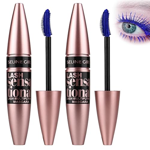Colaren 2 PCS Blue Mascara for Eyes, Waterproof Long-Lasting Blue Mascara with No Smudge