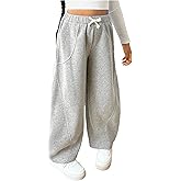 RoseSeek Girl's Baggy Wide Leg Sweatpants Elastic Waist Casual Athletic Pants Trousers with Pockets