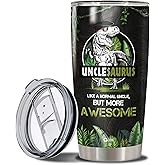 WAZONE Unclesaurus Tumbler Cup With Lid Travel Mug 20Oz Insulated Stainless Steel Gift Idea Birthday Christmas Presents For Awesome Uncles Best Uncle Saurus Ever From Niece Nephew