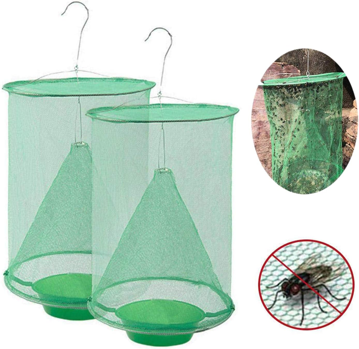 Ranch Fly Trap, Exewtop 2020 New Upgrade Insects Trap Outdoor Fly Catcher Cage with Food Bait bowl, Most Effective Insects Trap Ever Made for Flies/Mosquito/Bees