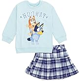 Bluey Girls Fleece Sweatshirt and Pleated Skirt Toddler to Big Kid Sizes (2T - 10-12)