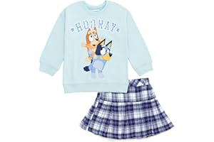 Bluey Girls Fleece Sweatshirt and Pleated Skirt Toddler to Big Kid Sizes (2T - 10-12)