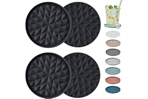 Wingcases Silicone Coasters for Drinks[4 Pack]- Cup Mat for Tabletop Protection-Non-Slip, Non-Stick, Coffee Table Decor, Great Gift for Any Occasion, Black