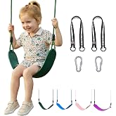HeyZoo Heavy Duty Kids Swing Seat 330LBS, 79" Adjustable Rope, Green 1 Pack | Pre-Assembled, Swing Set Accessories Replacement, 330LBS, Pinch-Free Rope, Fits Trees &amp; Frames, 2 Carabiners &amp; 2 Extra Straps