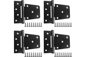 EMEROLL Heavy Duty Gate Hinges 3.5 inch 4 Pack, Black Door Shed Hinges Square Barn Hinges for Shed Barn Wood Fence Gate (Included Screws)