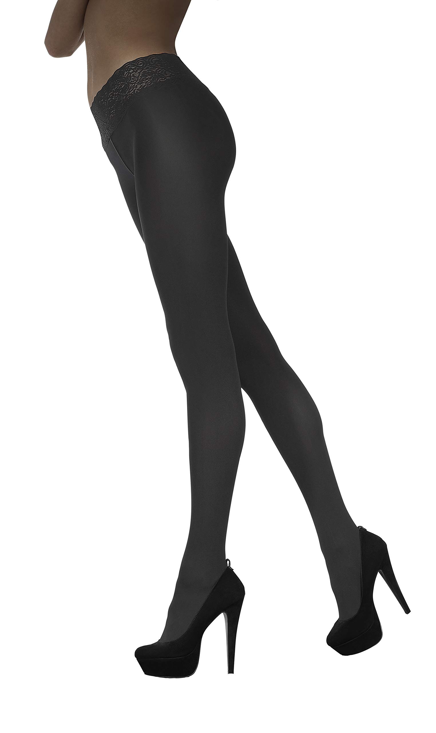 MARILYN opaque Hüftstrumpfhose with 9 cm top, 100 denier, size 36/38 (S/M) - 1 pair, color gray (grigio)