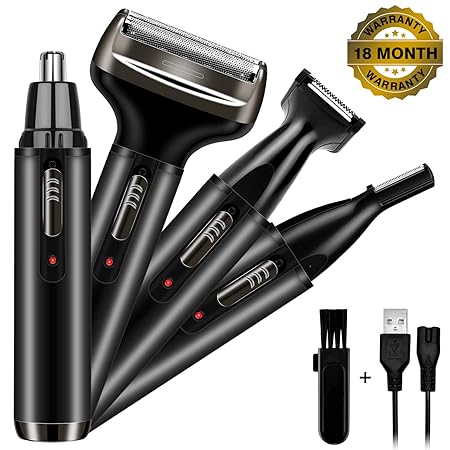 VPOW Nasenhaartrimmer, 4 in 1 Nasenhaarschneider Haartrimmer Reise Elektrischer Rasierer Herren Elektrisch USB Ohr Bart Augen