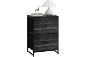 Nicehill Nightstand, Small Dresser, Bedside Furniture, Night Stand End Table with Storage Drawers for Bedroom, Black Wood Grain