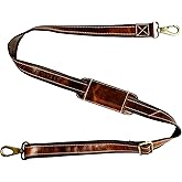 RUSTIC TOWN Leather Bag Replacement Shoulder Strap - Adjustable/Comfortable Strap with Shoulder Padding for all Duffle, Satchel, Messenger, Briefcase Bag (Brown Belt with White Stitching)