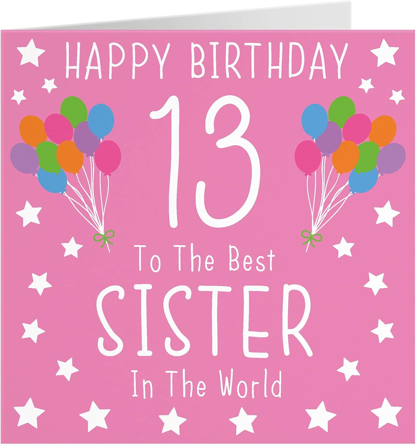 Hunts England - Sister 13th Birthday Card - Happy Birthday - 13 - To The Best Sister In The World - Iconic Collection - Fun Card