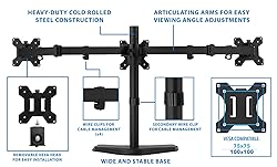 Mount-It! Triple Monitor Stand | 3 Monitor Stand