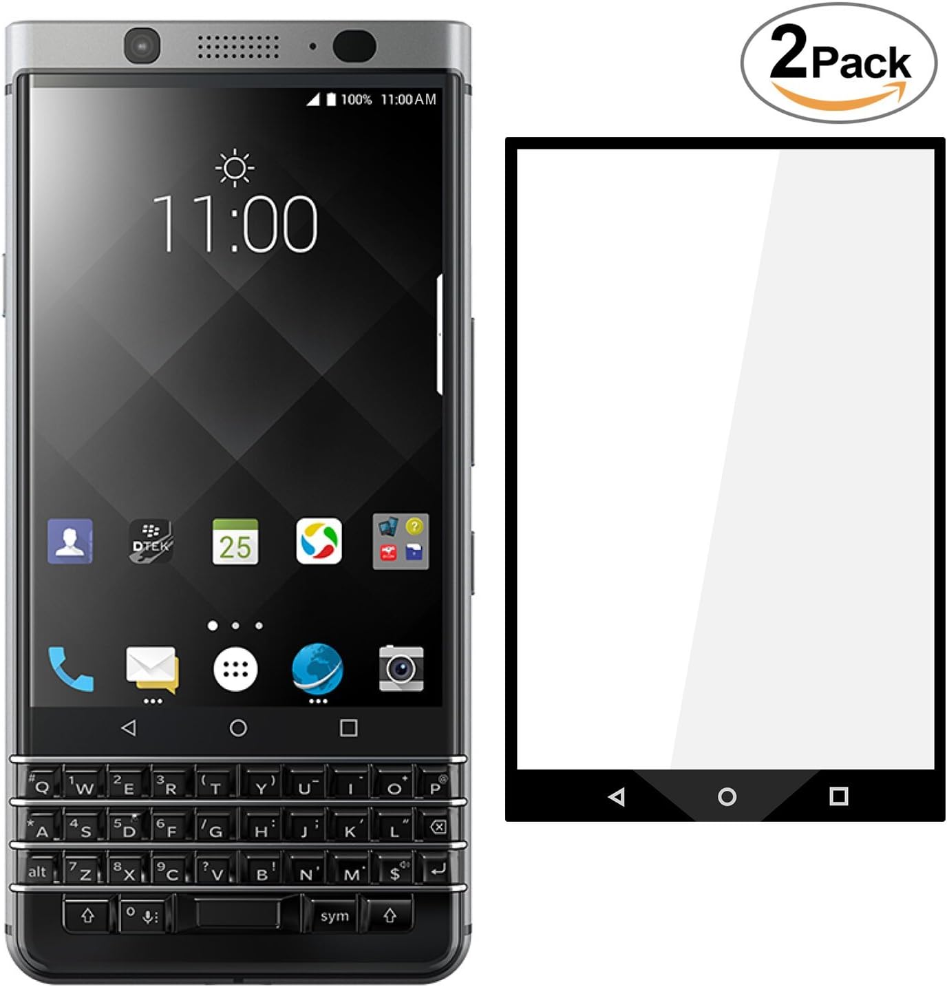 YCFlying BlackBerry KEYone Screen Protector, HD Tempered Glass 2D Touch 9H Hardness Full Cover No Bubbles Anti-Fingerprint Screen Protector for BlackBerry KEYone [2 Pack]