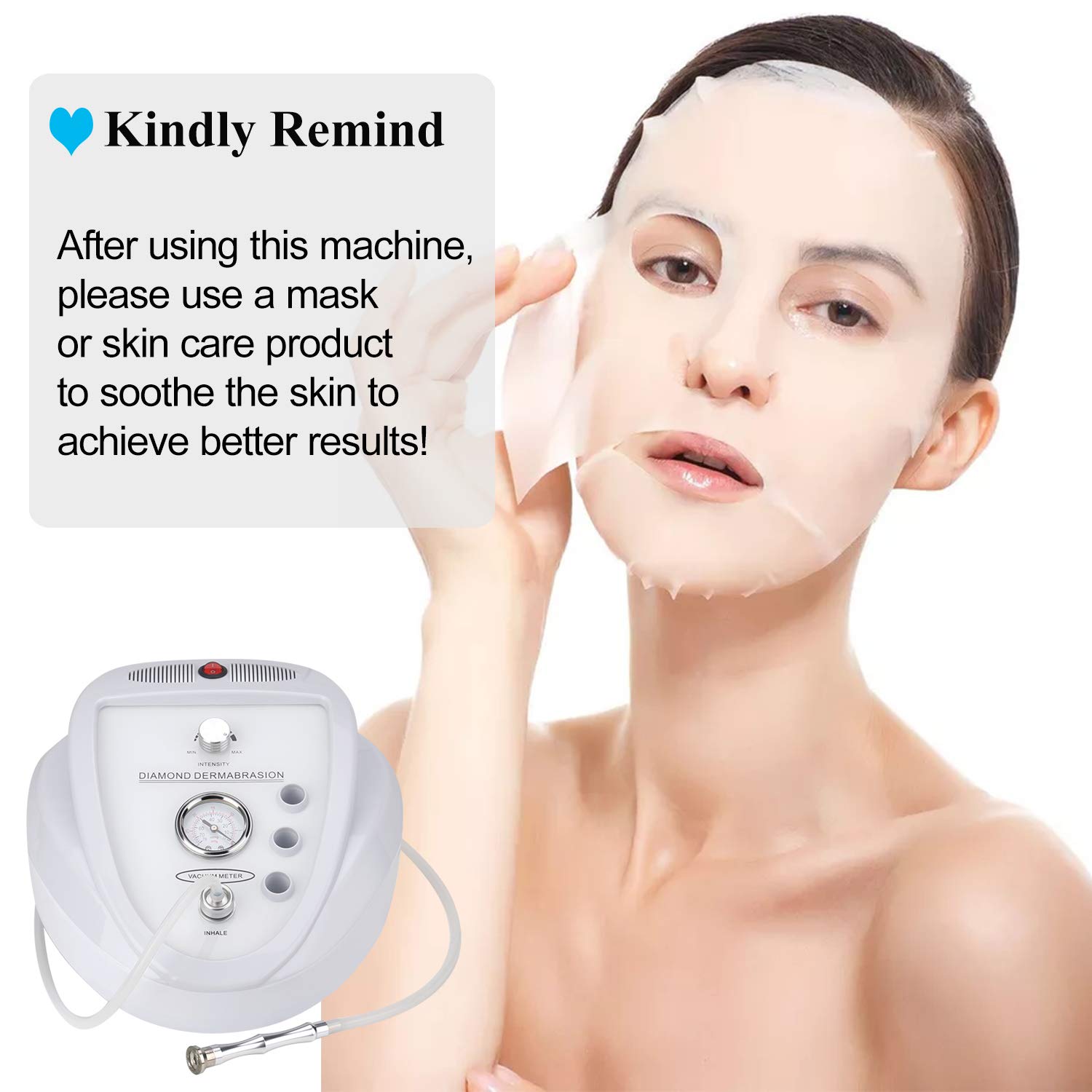 Upgraded Diamond Microdermabrasion Machine, Mcwdoit 65-68cmHg Suction Power Professional Dermabrasion for Skin Peeling Rejuvenation Lifting Tightening Beauty Device