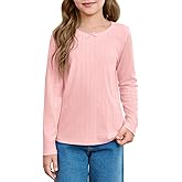 Haloumoning Girls Long Sleeve Shirts Kids Crewneck Tops Cute Mesh Blouse Tee 5-14 Years