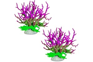 kathson Artificial Coral Ornament Resin Coral Decor for Fish Tank Underwater Sea Plants Decorations Aquarium Landscape (Purplish Green)