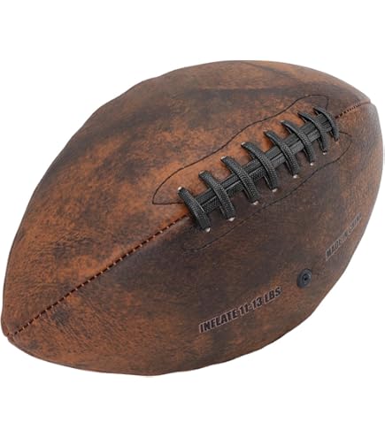 Retro Heritage Brown Leather Football - Official NFL Size, Hand-Crafted Genuine Cowhide, Rubber Bladder