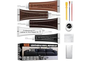 NIUB Brown Leather Repair Kit - Sofa and Furniture Vinyl Upholstery Repair - Fixes Tears, Burn Holes, and Scratches - Liquid Fill Formula for Car Seats and Sofas