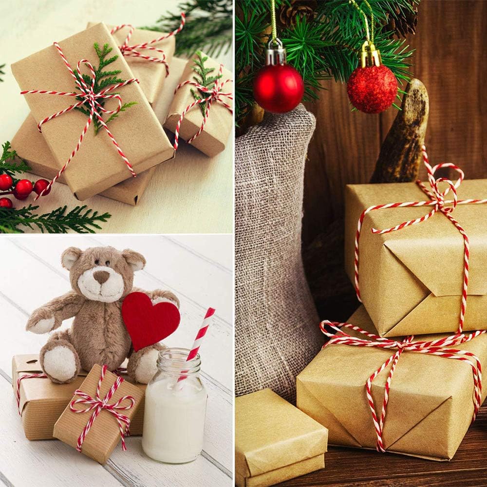 Benvo Christmas Twine 2-Pack Red White Green Cotton Twine and Red White Cotton String Rope Ribbon Cord for Holiday Gift Wrapping, Baking, Butchers, DIY Crafts, 656 Feet : Office Products