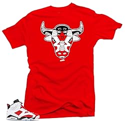 Jordan Retro 6 Carmine Match Tees - Bull 6 Red