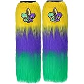Shyyween Mardi Gras Leg Warmers Set Mardi Gras Outfit Accessories with Sequin Lily Pattern Masquerade Accessories Holiday Party Costume Supplies Unisex