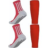 1 Set Soccer Grip Socks,Shin Guard Sleeves for Football Basketball for Men and Women Black/White One Size
