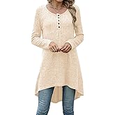 Naggoo Long Tunic Tops for Women for Leggings Long Sleeve Henley Shirts High Low Fall Sweaters M-3XL