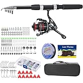 Fishing Pole Combo Set,2.1m/6.89ft 145pcs Fishing Accessories Kit Collapsible Rods Spinning Reel High Speed Reels Fishing line ministoream