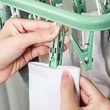 alladaga 32 Clip Clothes Drying Hanger Drip Foldable Rack Light Green view 5
