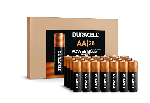 DURACELL COPPERTOP AA BATTERIES WITH POWER BOOST INGREDIENTS, 28 COUNT (PACK OF 1) LONG-LASTING ALKALINE DOUBLE AA BATTERY IN RE-CLOSABLE PACK FOR QUICK ACCESS AND ORGANIZED STORAGE