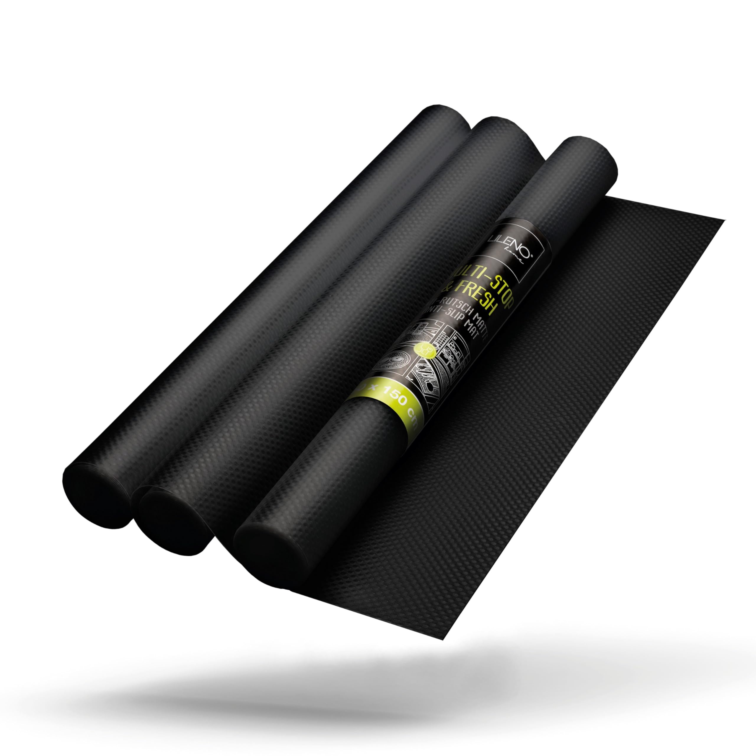 LILENO HOME Drawer Mat 30 x 150 cm (Black) Set of 3 - Non-Slip Mat Drawers as Drawer Insert for Fridge - Drawer Inserts Can Be Cut to Size as Non-Slip Mats Kitchen