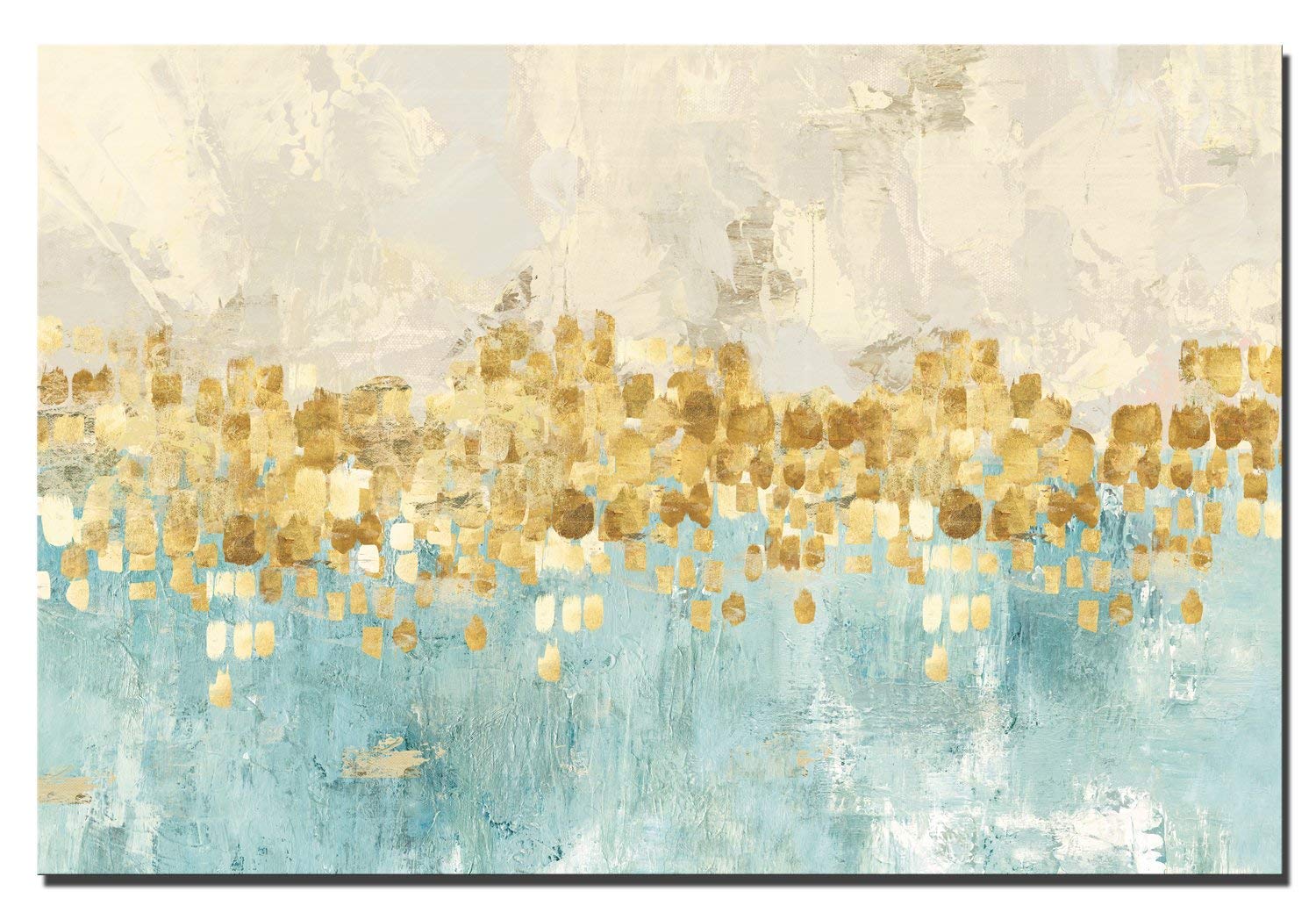 FajerminArt Modern Abstract Canvas Prints Wall Art Golden Abstract