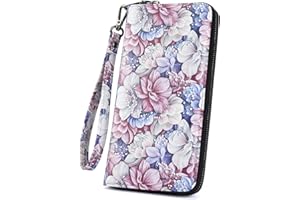 APHISON Wallet Women Large Capacity Clutch Purse For Ladies Card Holder RFID Wristlet Phone Zipper Coin Travel Pocket, 5-003,