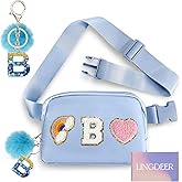 Lingdeer Personalized Belt Bag with Keychain, Fanny Pack for Girls Women, Initial Birthday Gifts for Teen Girls Mom, Crossbody Bag, Small Waist Packs, Travel Essential Preppy Gifts (Blue B)