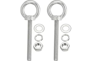 PATIKIL M12 x 80mm Lifting Shoulder Eye Bolt, 2Pcs 304 Stainless Steel Lifting Ring Threaded Eyebolt with Nuts Washers for Ha