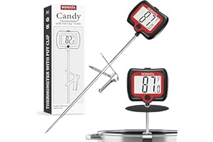 BOMATA 8" Long Probe Candy Thermometer with Pot Clip, Rotating Display, High Accuracy Instant Read Digital Thermometer for Ca
