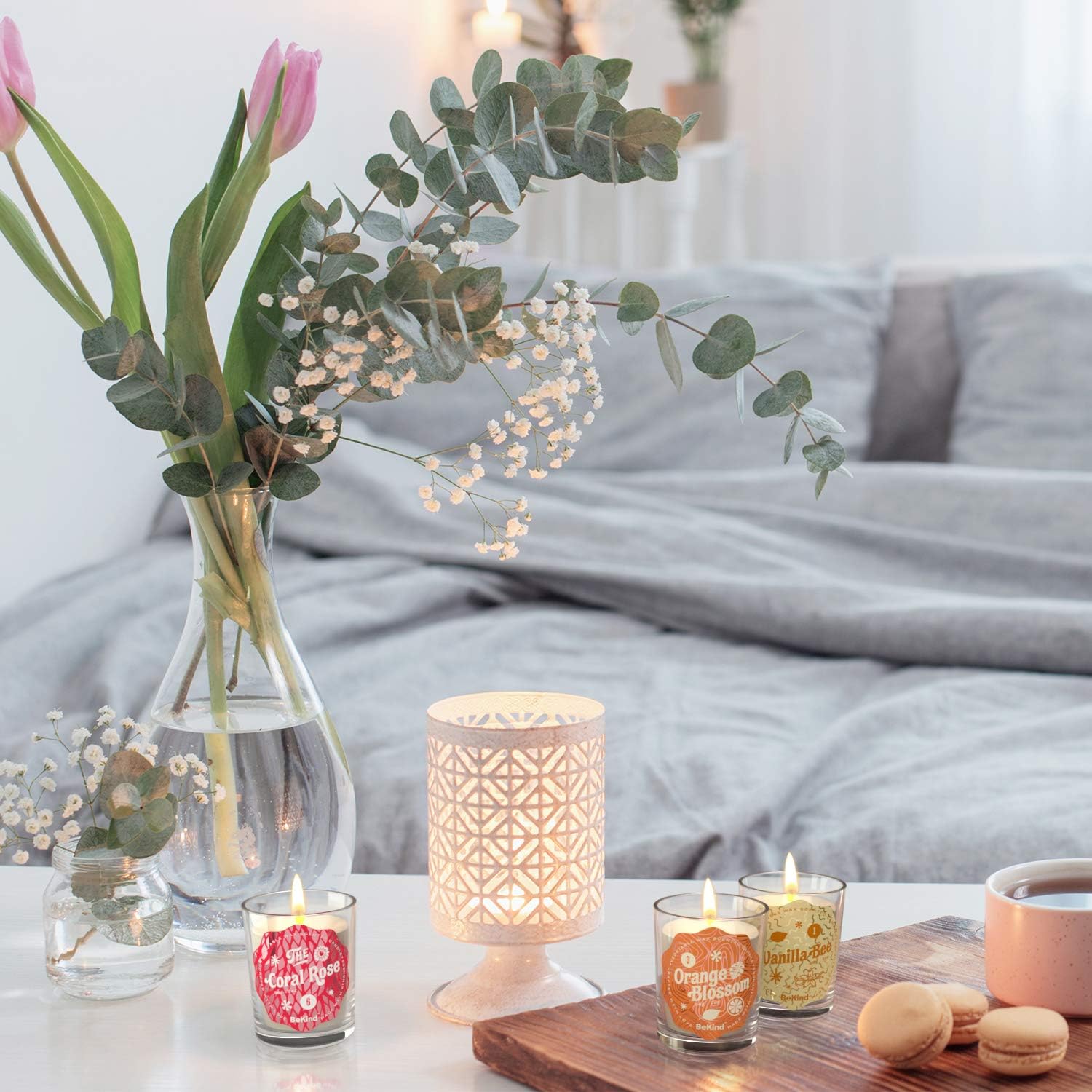 BeKind Sunshine Scented Candles Set for Home – Perfect Home Décor, Birthday Gifts for Women, Stress Relief, Natural Soy Candle Wax and Air freshener Fragrance, Aromatherapy Candle - 9 Pack: Home Improvement