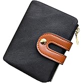 AOXONEL Women's Rfid Small Bifold Leather Wallet Ladies Mini Zipper Coin Purse id card Pocket,Slim Compact Thin