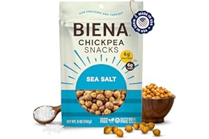 BIENA Chickpea Snacks - Crunchy Roasted Chickpeas - High Fiber Vegan Protein Snacks for Adults and Kids - Individual Pack - Sea Salt