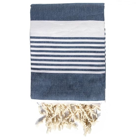 Extra große Stranddecke (180 x 240 cm) - Hamamtuch XXL - Dunkelblau