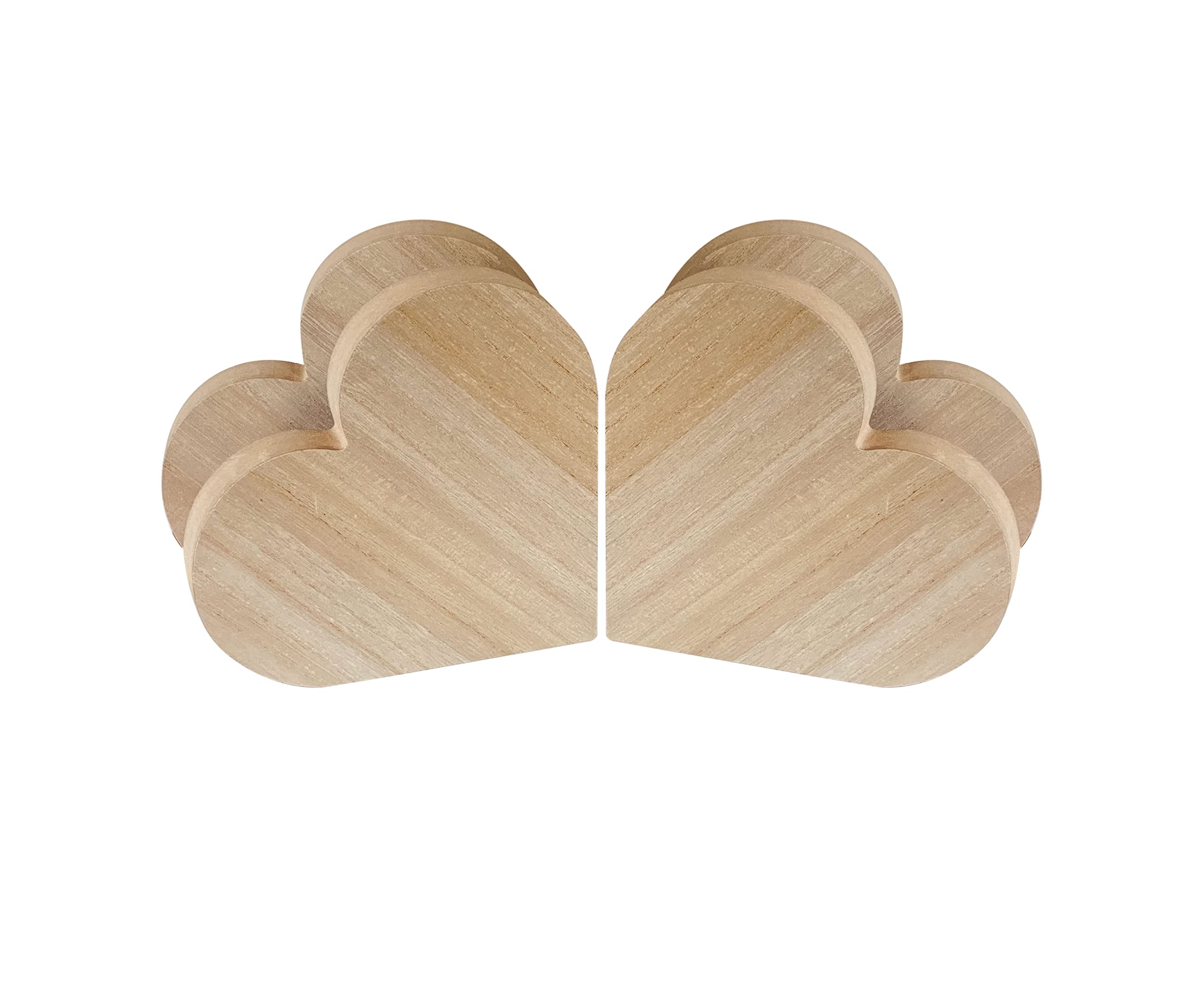 Photo 1 of 8 Inch 4 Pack Thick Wooden Heart for Crafts, Freestanding Wood Block Unfinished MDF Wood Heart Signs (8x8x1 in)