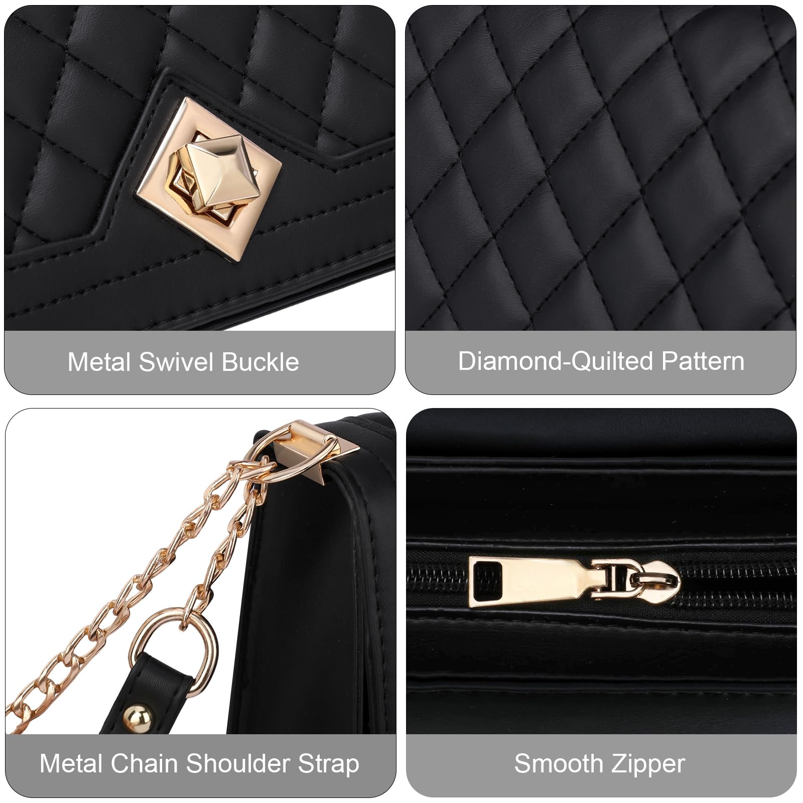 GOIACII Quilted Crossbody Bags for Women Summer Trendy Shoulder Bag Ladies Chain Designer Purse