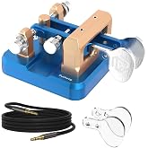 CW Key Morse Code Key Morse Telegraph Key Morse Code Key Aluminum Alloy CW Morse Code Key Square-Shaped Base Blue