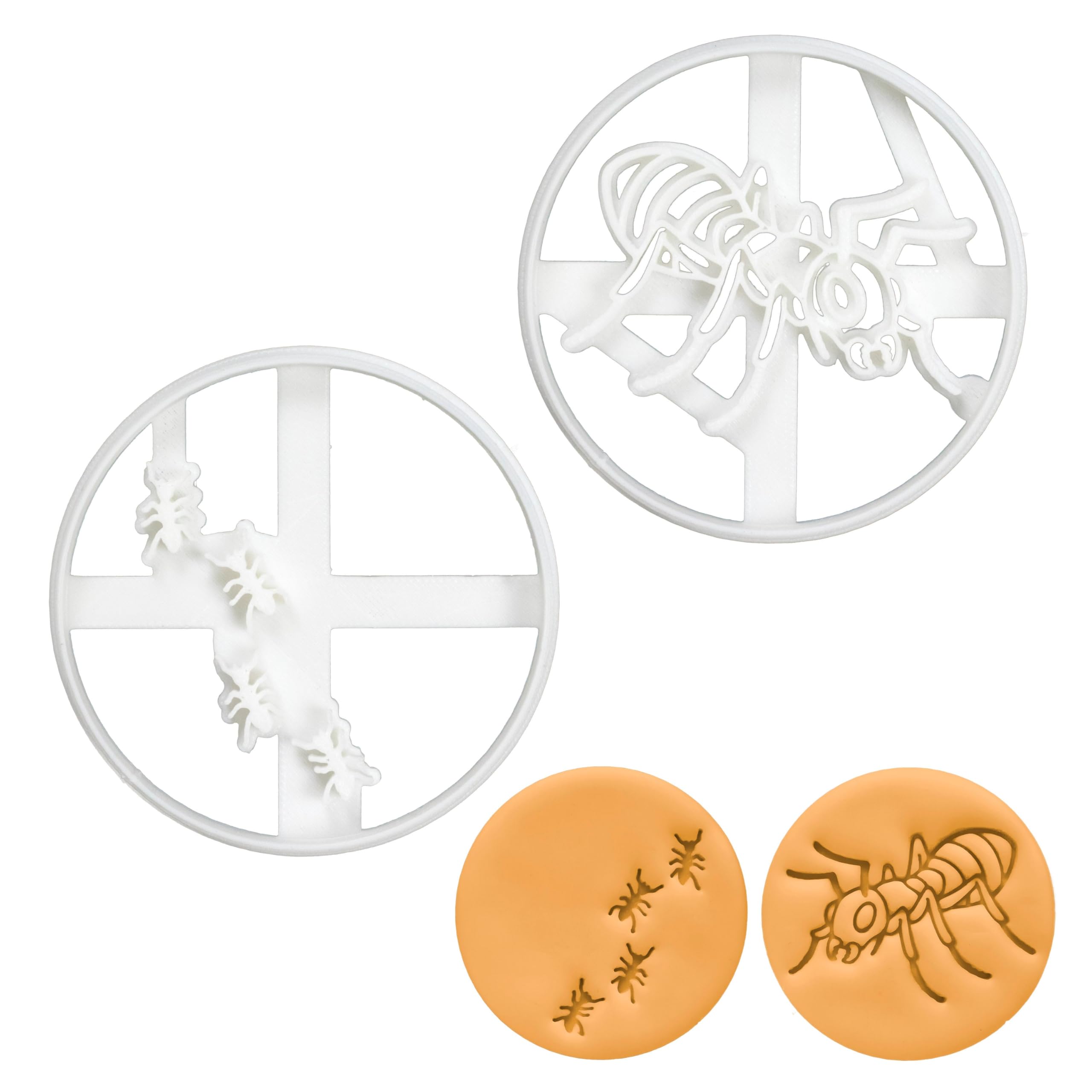 BAKERLOGY Set of 2 Ants Cookie Cutters (Designs: Realistic Ant and Ants Trail) - Detailed Biscuit Cutter Design for Baking and Crafts, Ideal on Fondant, Dough, Clay