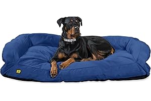 K9 Ballistics Tough Bolster Nesting Pillow X-Large Sofa Dog Bed with Removable Washable Cover - Durable, Water Resistant with Nonskid Bottom 54"x38", Blue Quartz