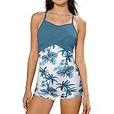 KISSB Girls Swimsuit One Piece Bathing Suit Color Blocking Criss Cross Bow Design Girls Swimwear Teen Swim Suits 7-16Y