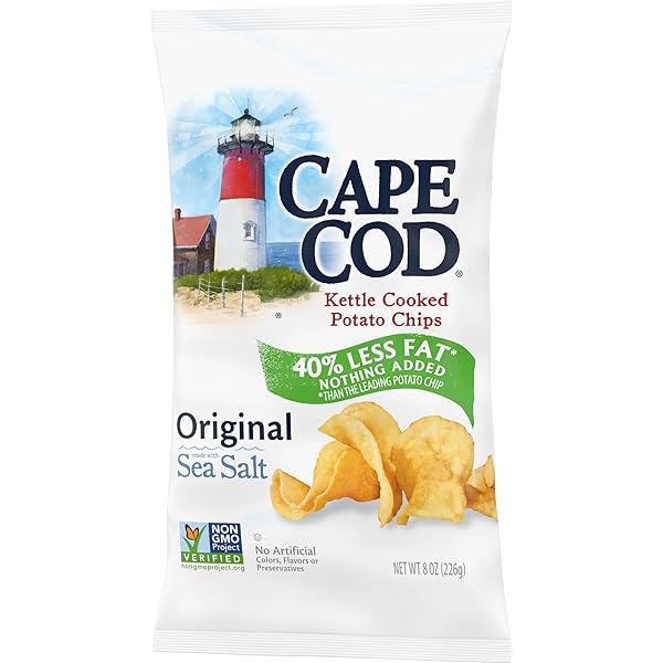 CAPE COD POTATO CHIPS, LESS FAT ORIGINAL KETTLE CHIPS, 8 OZ
