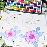 Artecho Watercolor Paint Set 50 Colors Portable Box Includes 4 Fluorescent view 4