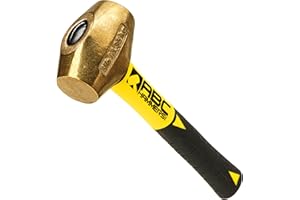 ABC HAMMERS Brass Drilling Hammer - 3 lb. Non-Sparking Hammer with 8" Fiberglass Handle & Double Faced Head - ABC3BFS